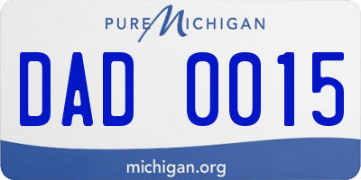 MI license plate DAD0015