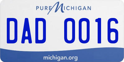 MI license plate DAD0016