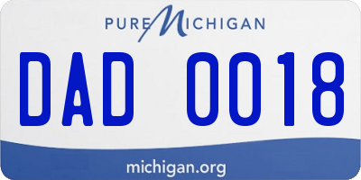MI license plate DAD0018