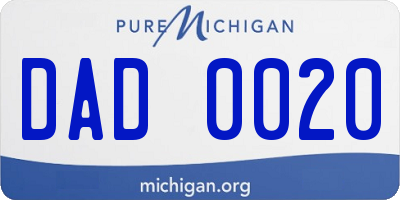 MI license plate DAD0020