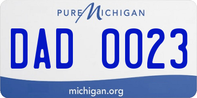 MI license plate DAD0023
