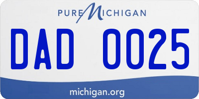 MI license plate DAD0025