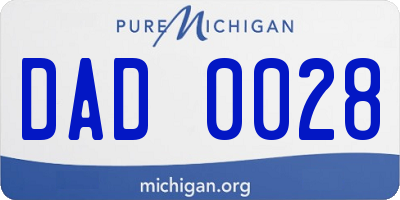 MI license plate DAD0028