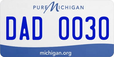 MI license plate DAD0030