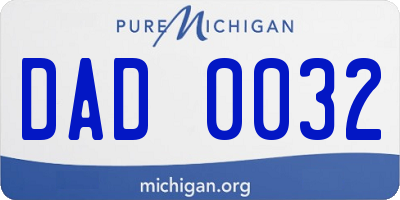 MI license plate DAD0032