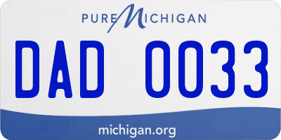 MI license plate DAD0033