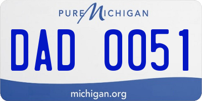 MI license plate DAD0051