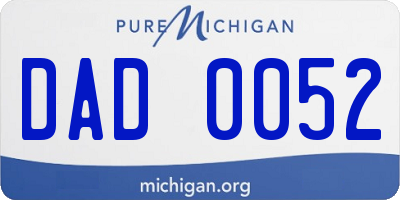 MI license plate DAD0052