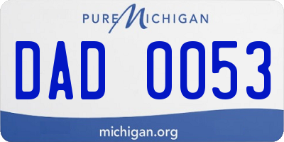 MI license plate DAD0053