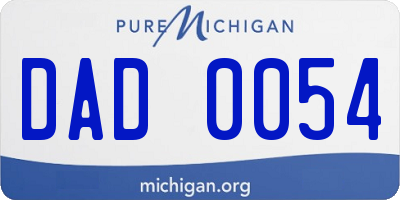 MI license plate DAD0054
