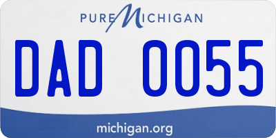 MI license plate DAD0055
