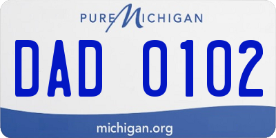 MI license plate DAD0102