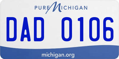 MI license plate DAD0106