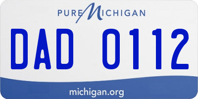 MI license plate DAD0112