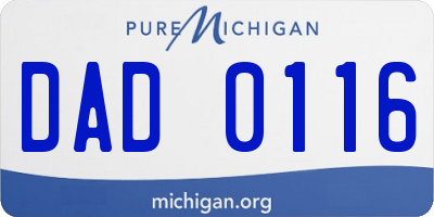 MI license plate DAD0116