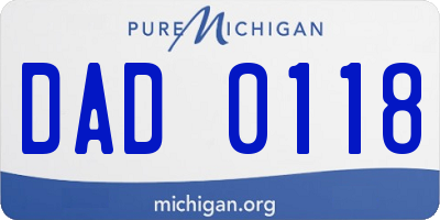 MI license plate DAD0118