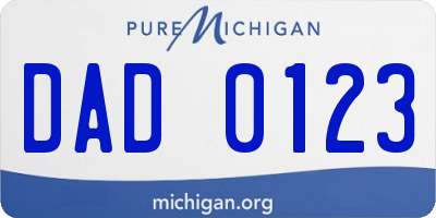 MI license plate DAD0123