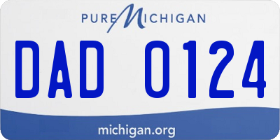 MI license plate DAD0124