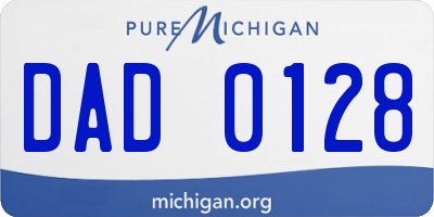 MI license plate DAD0128