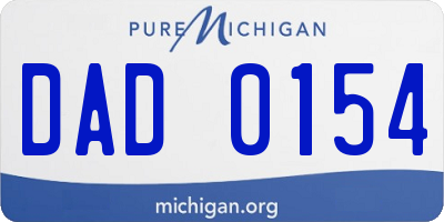 MI license plate DAD0154