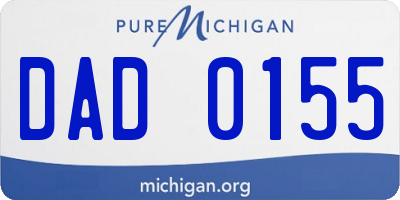 MI license plate DAD0155
