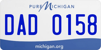 MI license plate DAD0158
