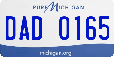 MI license plate DAD0165