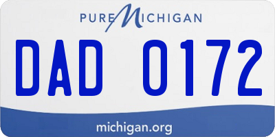 MI license plate DAD0172