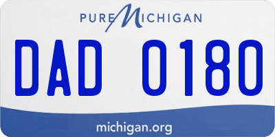 MI license plate DAD0180