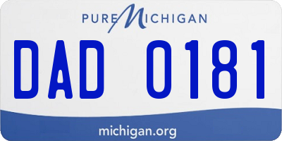 MI license plate DAD0181