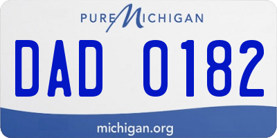 MI license plate DAD0182