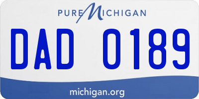 MI license plate DAD0189