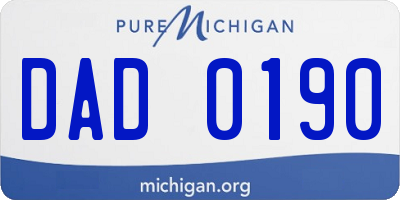 MI license plate DAD0190