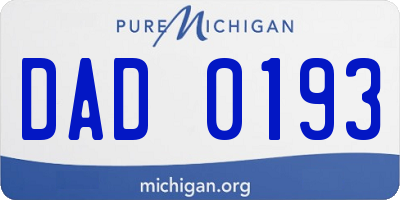 MI license plate DAD0193