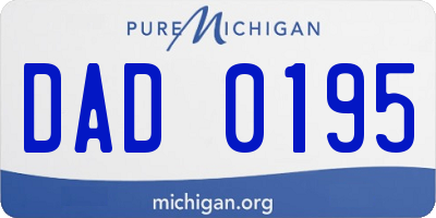 MI license plate DAD0195