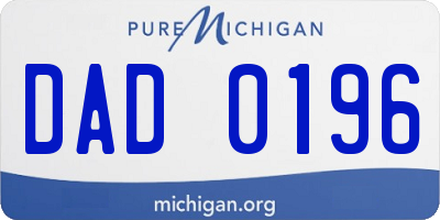 MI license plate DAD0196