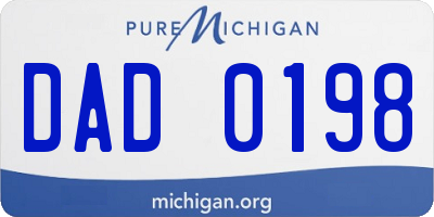 MI license plate DAD0198