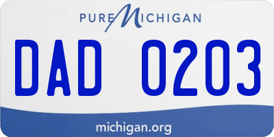 MI license plate DAD0203