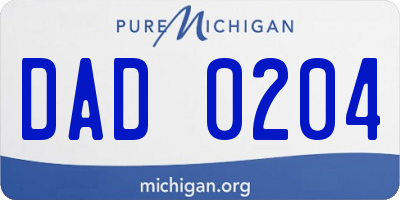MI license plate DAD0204