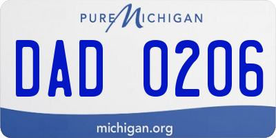 MI license plate DAD0206