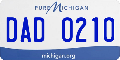 MI license plate DAD0210