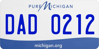 MI license plate DAD0212