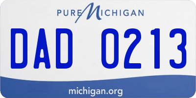 MI license plate DAD0213