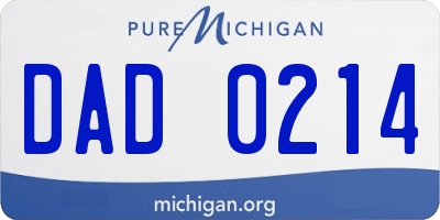 MI license plate DAD0214