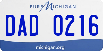 MI license plate DAD0216