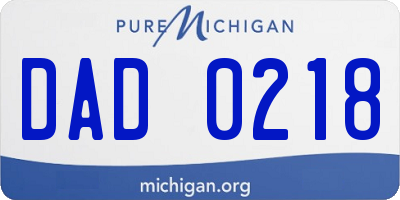 MI license plate DAD0218