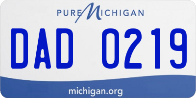 MI license plate DAD0219