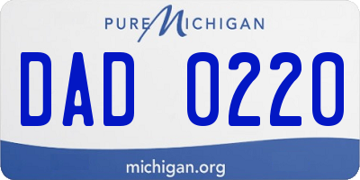 MI license plate DAD0220