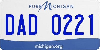 MI license plate DAD0221