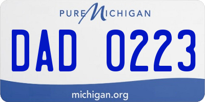 MI license plate DAD0223